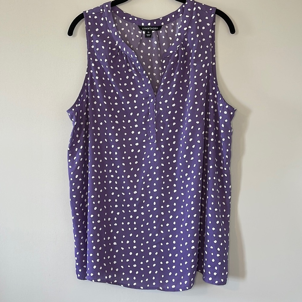 41 Hawthorn Sleeveless Top V Neck Purple White Size XXL